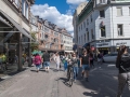 Hlavní pěší třída v Kodani směrem k radnici